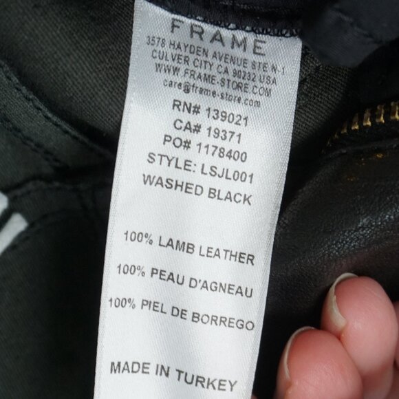 New Frame Le Skinny de Jeanne Mid-Rise Leather Pants in Washed Black size 23 - Picture 15 of 16